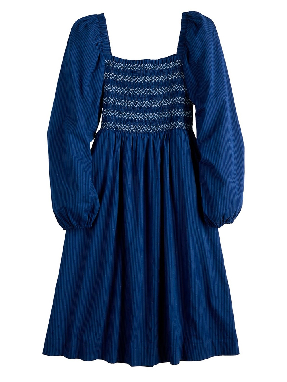 Draper James Smocked Puff Sleeve Midi Dress Blue Square Neck Small